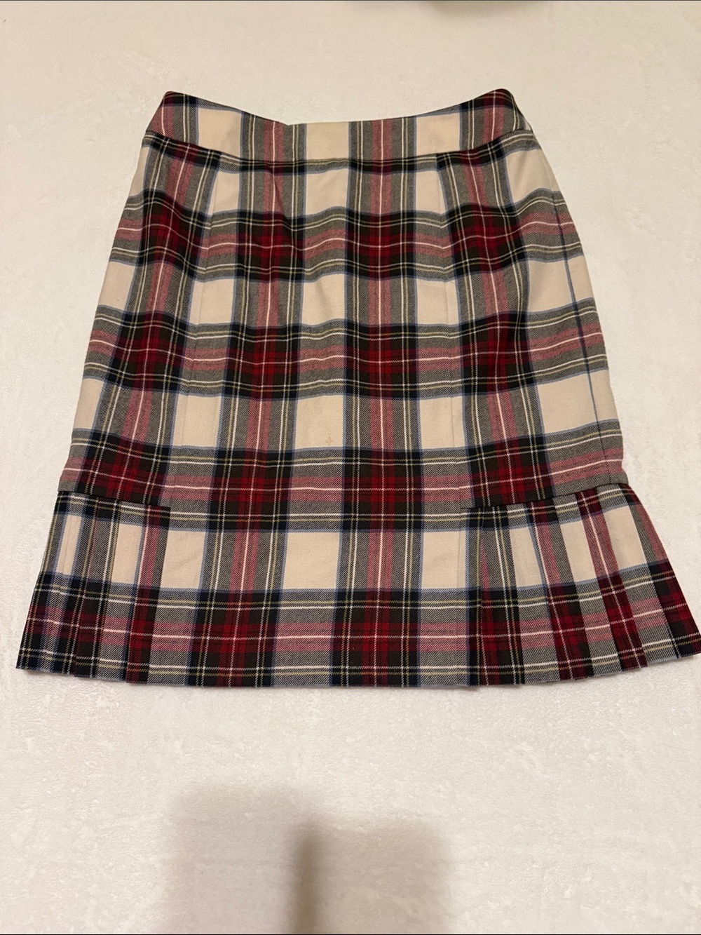 Brooks Brothers Cream Plaid Mini Skirt with Red & Navy Accents